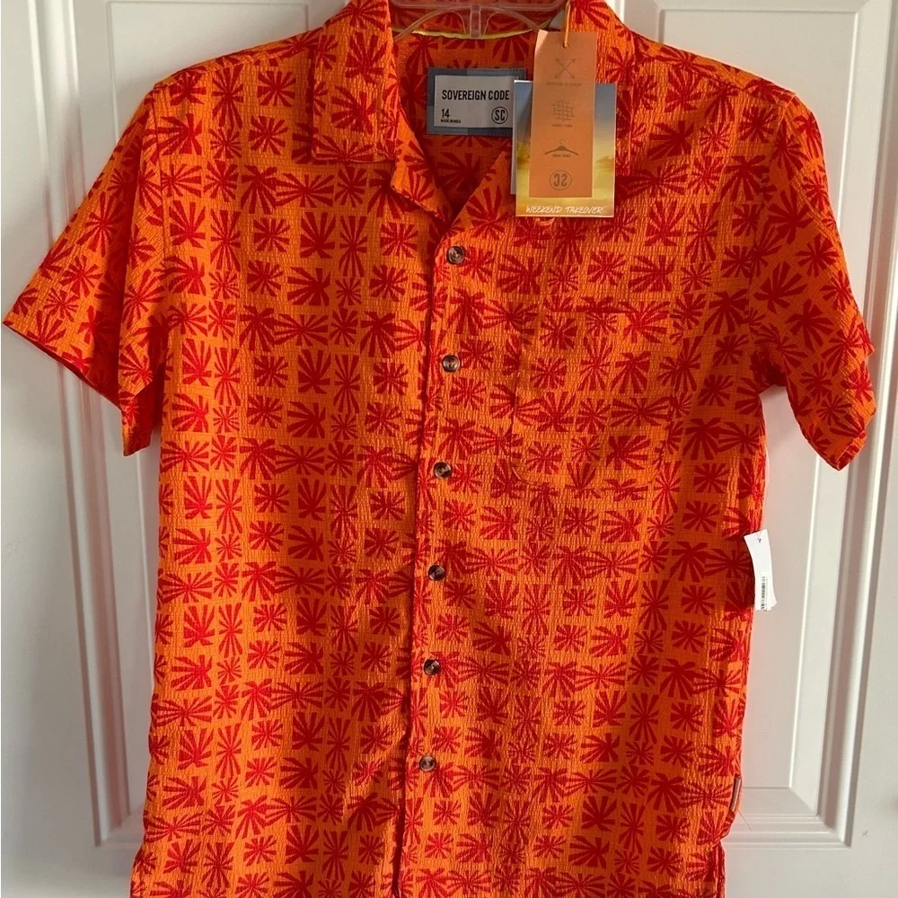 Sovereign Code Boys Orange Short Sleeve Shirt and Shorts Sz 14/16